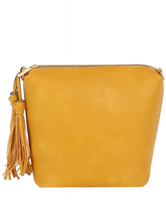 Fashion Tassel Concealed Crossbody Bag LQ308 MUSTARD